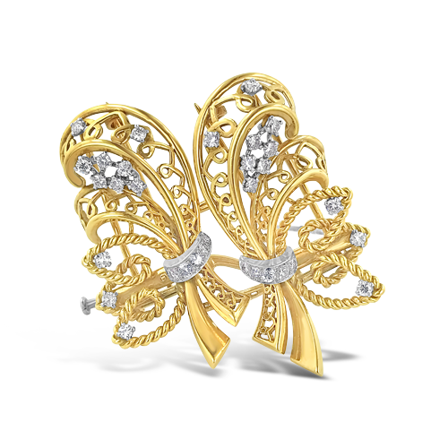 Gold & Diamond French Estate Clip Set