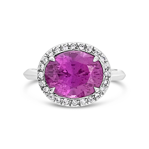 Pink Sapphire & Diamond Ring
