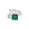 Emerald & Diamond Bypass Ring
