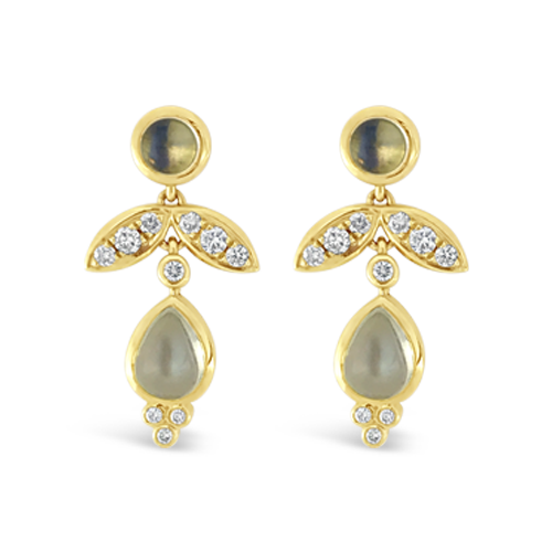 Moonstone & Diamond Temple St. Clair Estate Earrings
