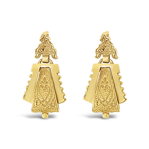 Gold Etched Estate Earrings