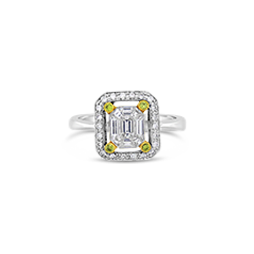 Diamond Ring with Yellow Diamond Accents
