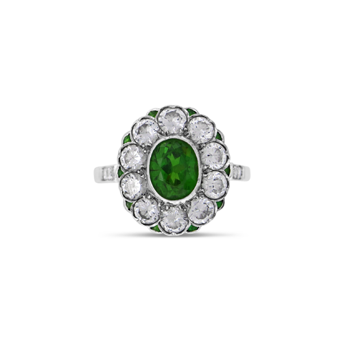 Demantoid Garnet & Diamond Estate Ring