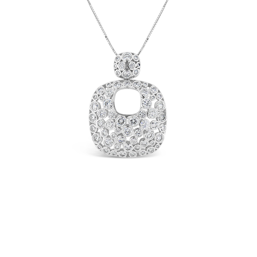 Rounded Square Design Diamond Pendant