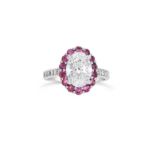Diamond & Pink Sapphire Engagement Ring