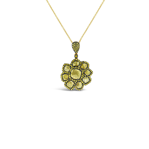 Yellow Diamond Flower Pendant