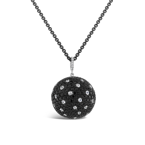 Black Spinel & White Sapphire Ball Pendant