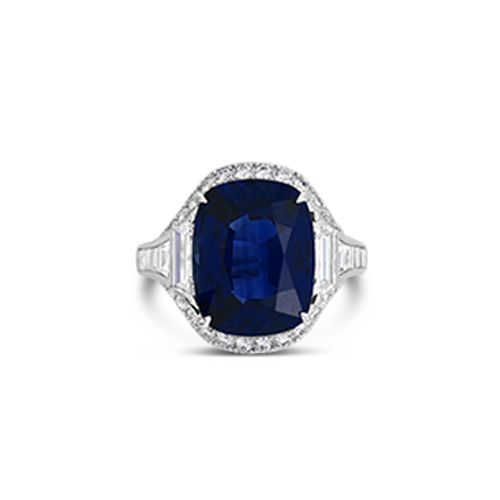 Cushion cut Sapphire & Diamond Ring