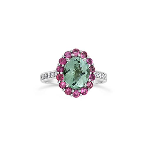 Green Tourmaline & Pink Sapphire Ring