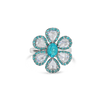 Paraiba & Diamond Flower Design Ring