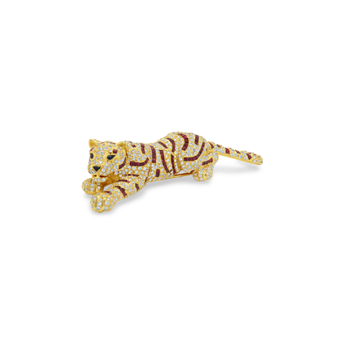 Ruby & Diamond Estate Tiger Pin