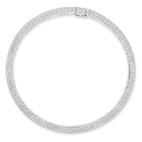 Three Row Diamond Estate Necklace