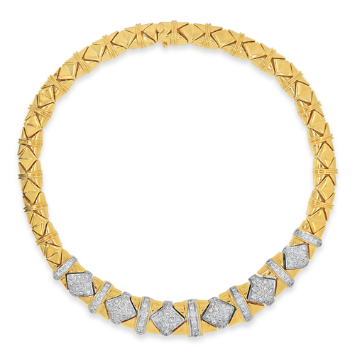 Gold & Diamond Choker Estate Necklace