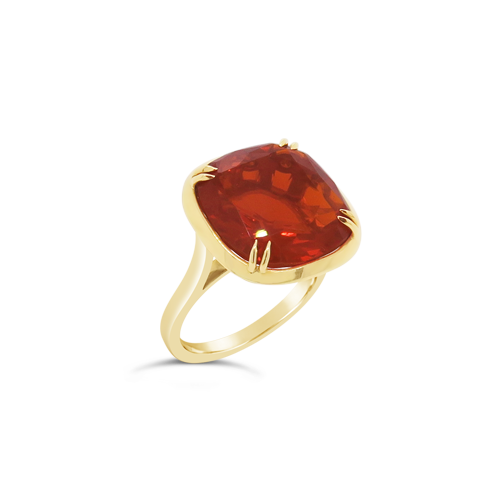 Fire Opal & Diamond Ring