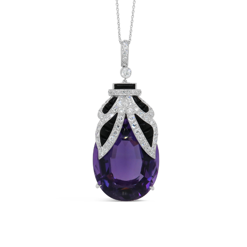 Amethyst, Onyx & Diamond Pendant