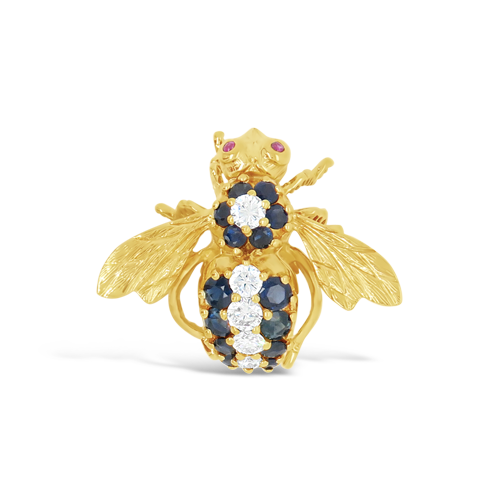 Sapphire & Diamond Estate Bee Pin