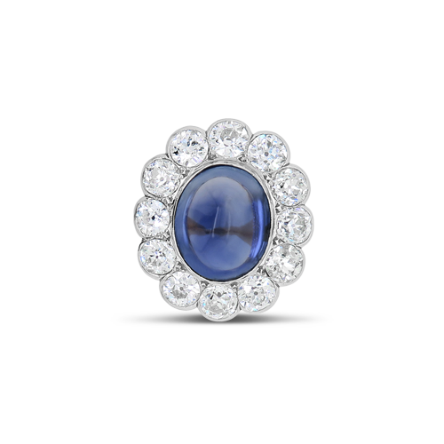 Cabochon Sapphire & Diamond Estate Ring