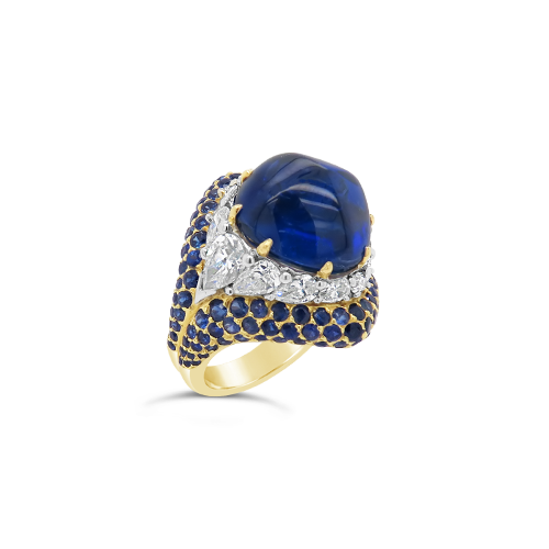 Cabochon Sapphire & Diamond Estate Ring