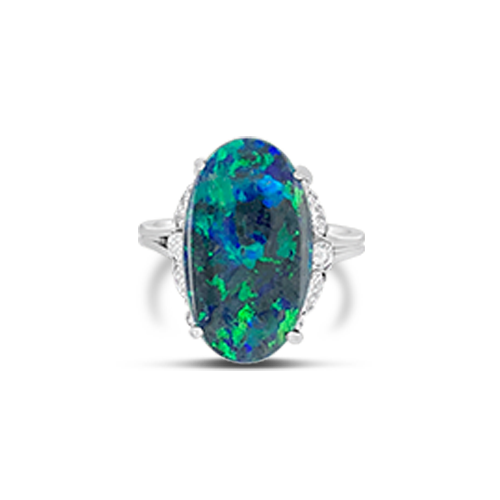 Black Opal & Diamond Estate Ring