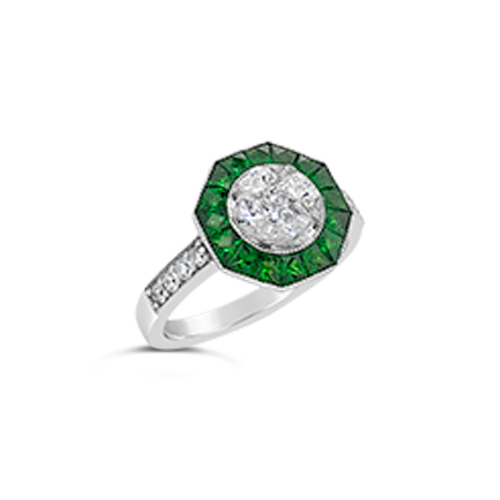Tsavorite & Diamond Ring