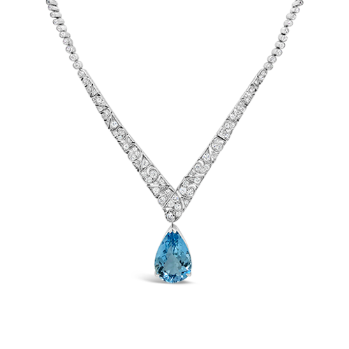 Aquamarine & Diamond Estate Necklace