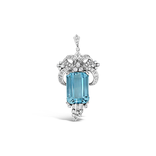 Aquamarine & Diamond Estate Clips/Pendant