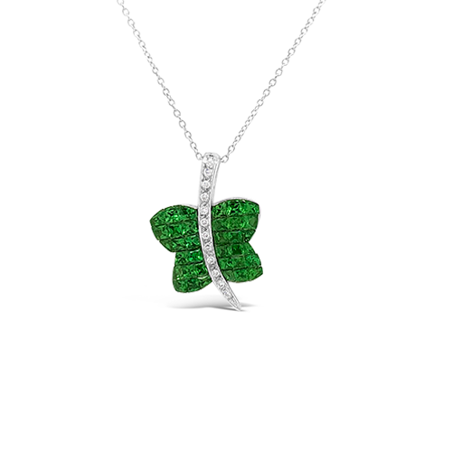 Tsavorite & Diamond Dragonfly Pendant