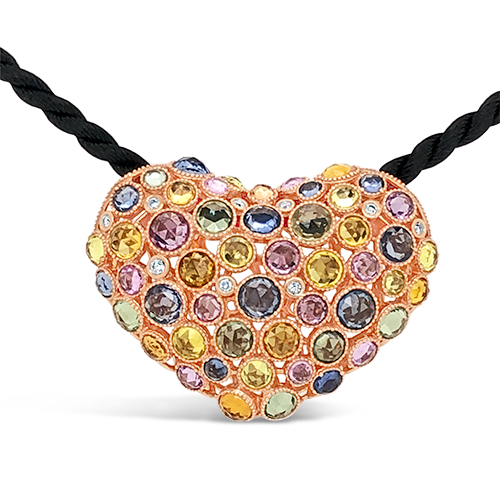 Multi-color Sapphire Heart Pendant
