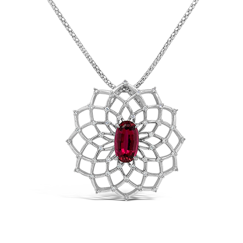 Rubellite & Diamond Pendant