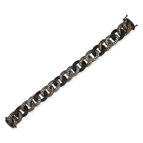 White Sapphire, Black Spinel & Jacinth Curb Link Bracelet