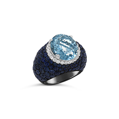 Blue Topaz & Sapphire Ring