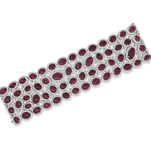 Cabochon Ruby & Diamond Bracelet