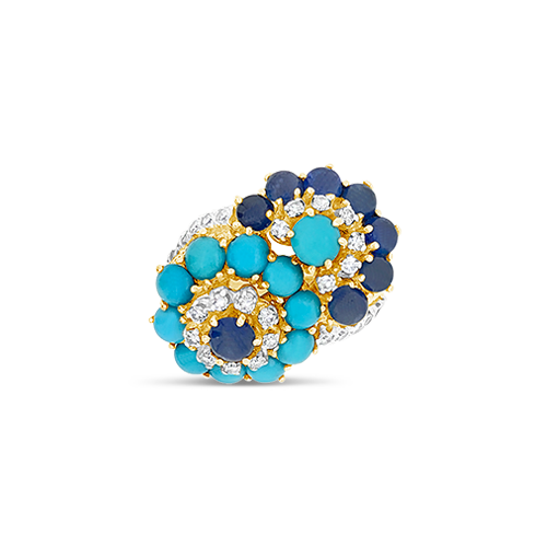 Turquoise, Sapphire & Diamond Estate Ring