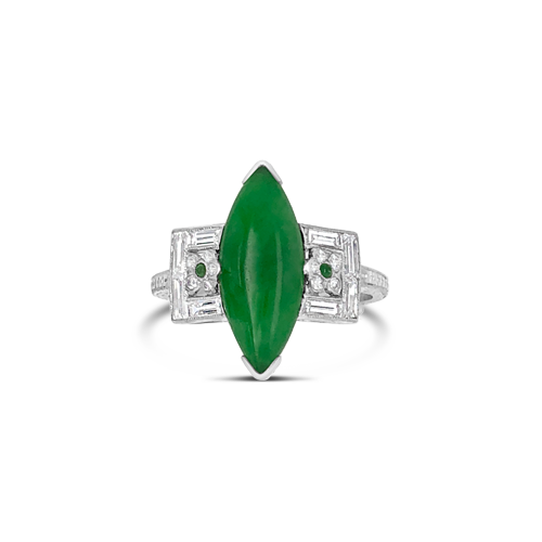 Natural Jade & Diamond Estate Ring