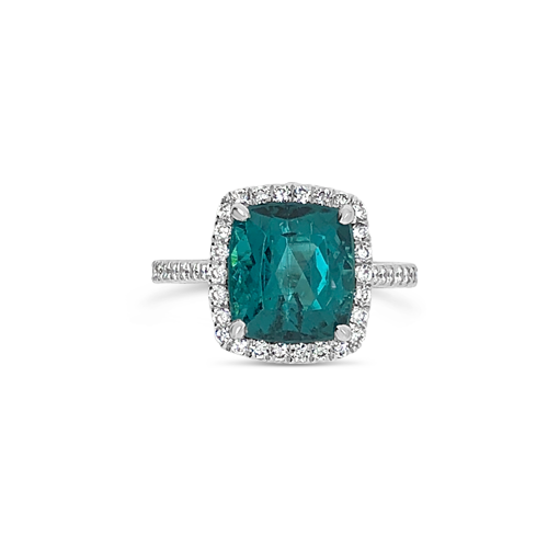 Blue Tourmaline & Diamond Ring