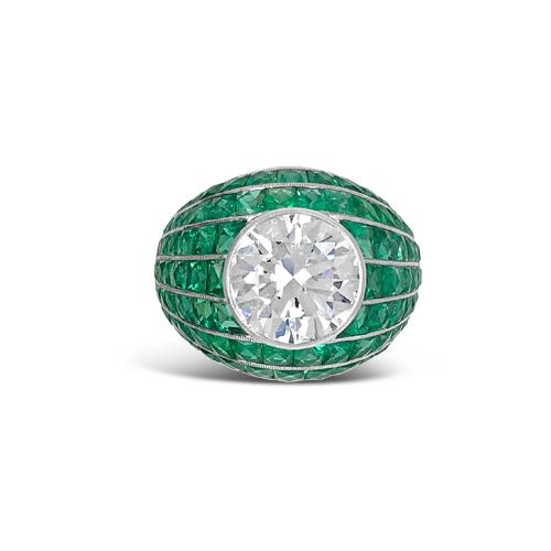 Emerald & Diamond Dome Ring