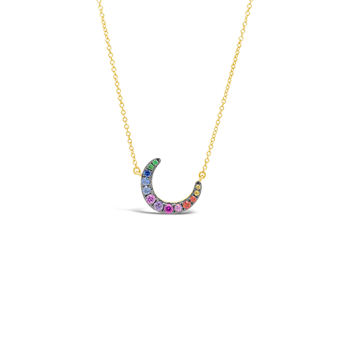 Crescent Moon Gemstone Pendant