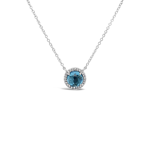 Blue Topaz & Diamond Pendant