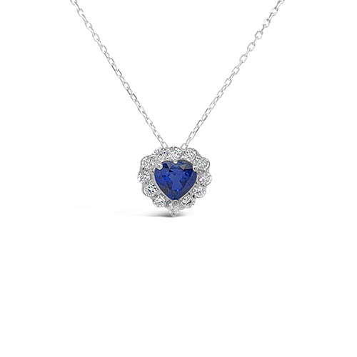 Sapphire & Diamond Heart Pendant