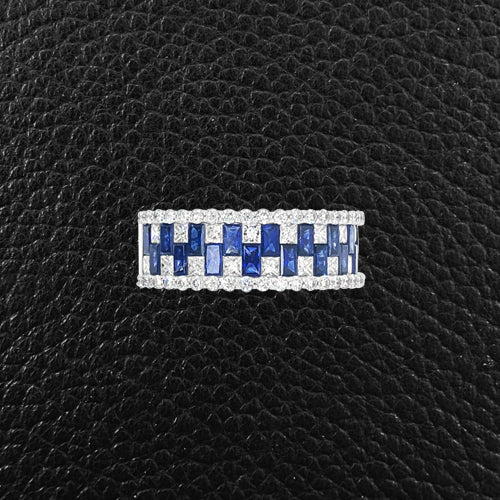 Sapphire & Diamond Band Ring