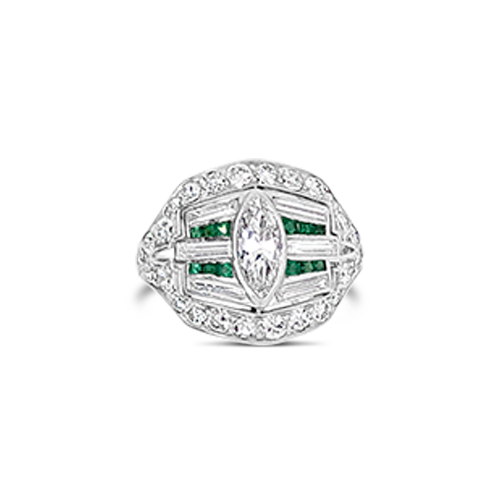 Emerald & Diamond Estate Ring