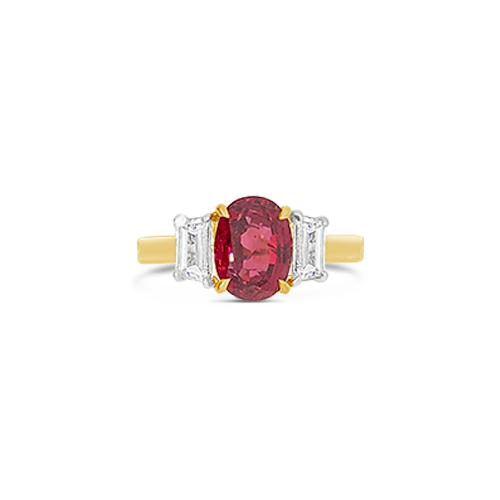 Red Spinel & Diamond Estate Ring