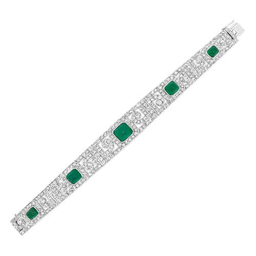Emerald & Diamond Art Deco Bracelet