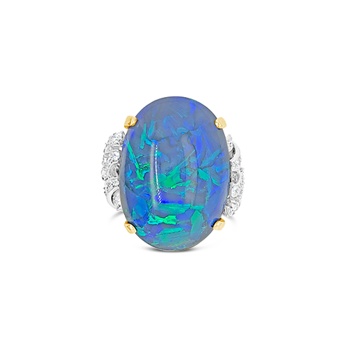 Black Opal & Diamond Ring