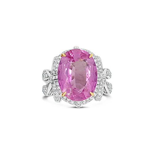 Paparadsha Sapphire & Diamond Ring