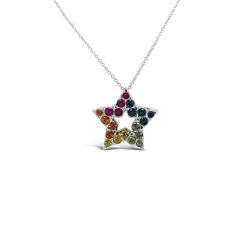 Multi-color Sapphire Star Pendant
