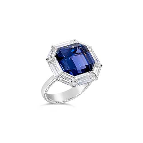 Blue Spinel & Diamond Ring