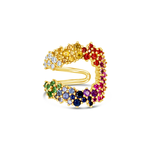 Multi-color Sapphire Open Cuff Ring