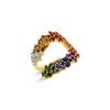 Multi-color Sapphire Open Cuff Ring