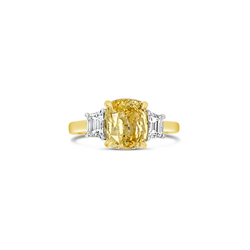 Yellow Sapphire & Diamond Engagement Ring
